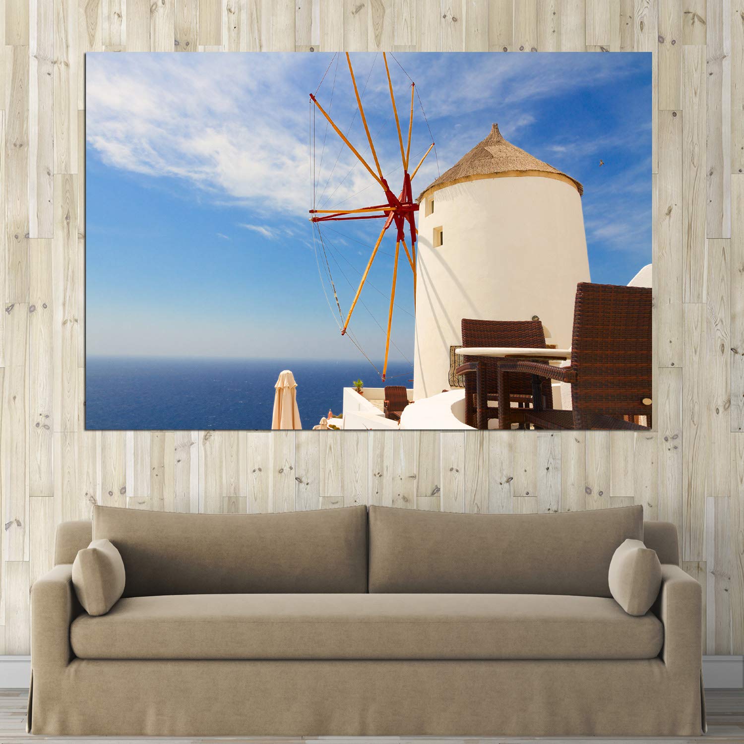 inep-b083y5psxj-santorini-sunrise-unframed-photography-wall-art-featuring-iconic-white-buildings-and-blue-domes..jpeg